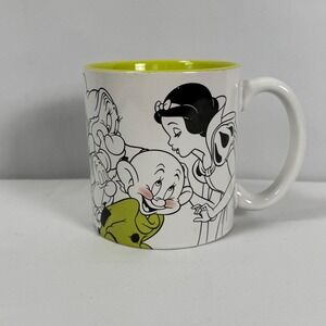 Disney Store Snow White Seven Dwarfs Ceramic Mug‎ White Lime